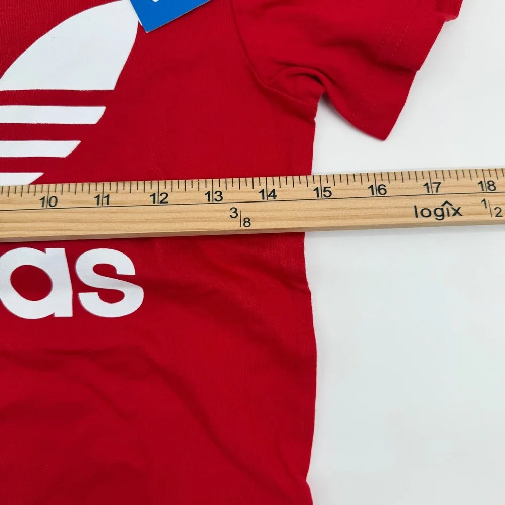 Adidas Originals Kids Trefoil Tee T-Shirt Red White Logo NWT Small‎ Youth 9/10
